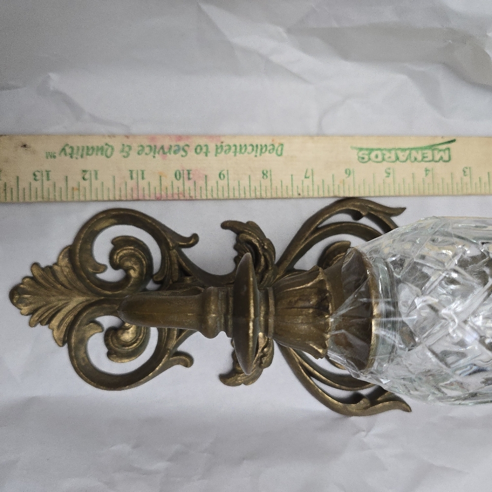 Vtg Burwood Wall Sconces 2 Ornate Gold/bronze Scroll Candle Holders w/votives - Picture 11 of 12